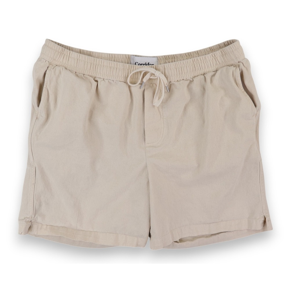 Corridor New York Delave Cotton Drawstring Shorts Mens XXL Natural Cream Ecru